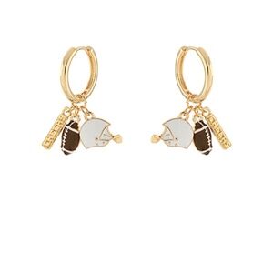 Football 3 Charm Dangle Hoops
